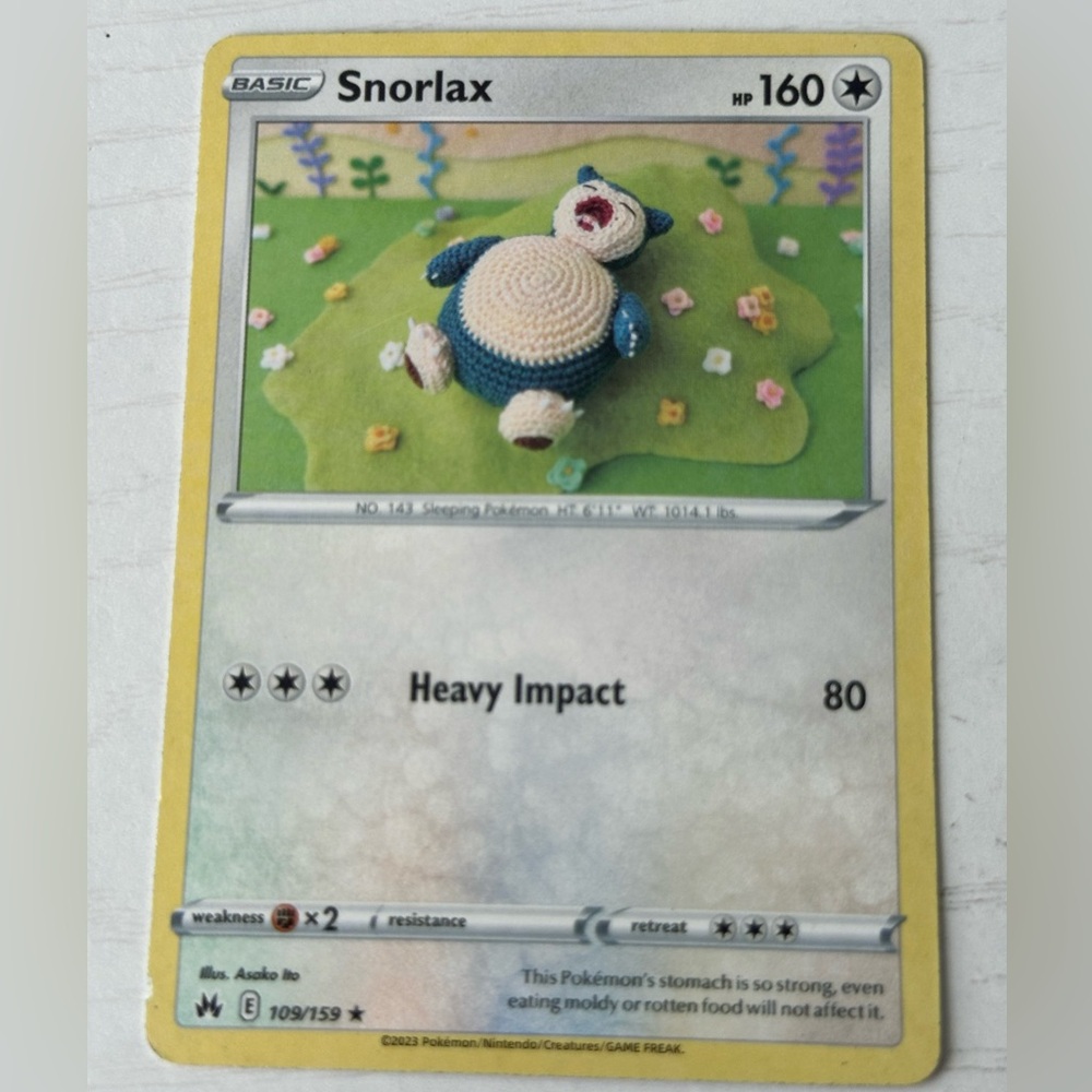 Snorlax 109/159 Regular Rare Crochet Art Crown Zenith Pokemon Card